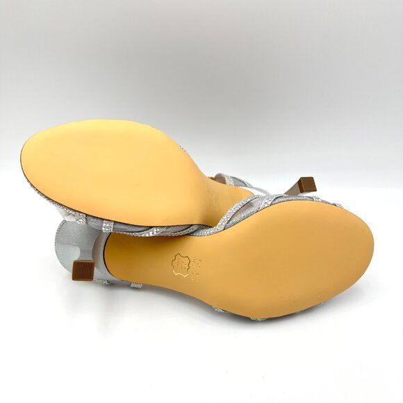 Nina Womens Size 7.5M Silver Jeweled Dress Sandals Heels Shoes - Picture 10 of 15